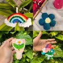 Combined crochet keychain