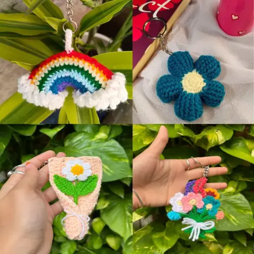Combined crochet keychain